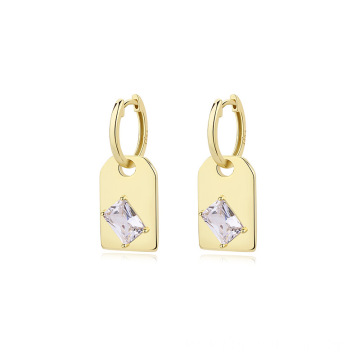 Baguette Zirconia 18K Gold Plated Silver 925 Earrings